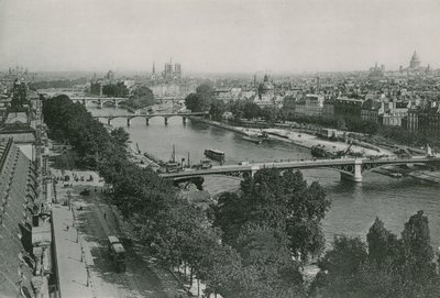 Pohled na Seinu, pohled z Pavillon de Flore, The Seine, pohled z Pavillon of Flore (fotoryt) od French Photographer