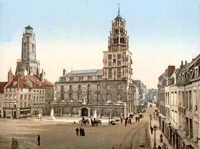 Place dArmes v Calais s Tour de Guet v pozadí, 1890-1900 od French Photographer