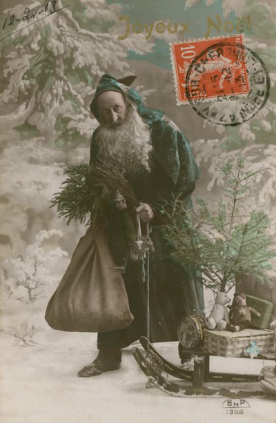 Pohlednice Ježíška, odeslána 24. prosince 1913 (ručně kolorovaná fotografie) od French Photographer