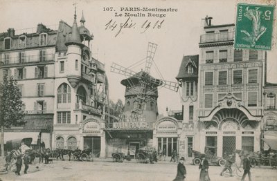 Pohlednice Moulin Rouge, Paříž, odeslána v roce 1913 od French Photographer