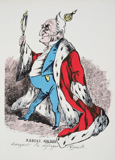 Robert Macaire - Pokus o Royal Disfrock, z Histoire de la Troisieme Republique, sv. I, Politické dějiny, nakl. 1933 (barevné lito) od French Photographer