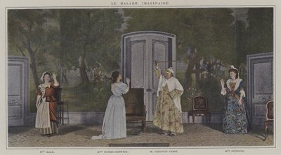 Scéna z produkce Le Malade Imaginaire, od Moliere (barevné foto) od French Photographer