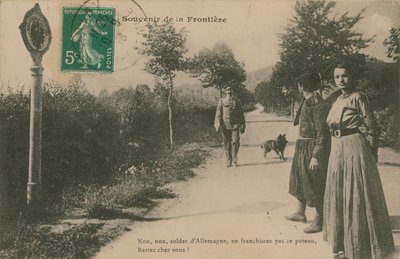Suvenýr francouzsko-německé hranice. Pohlednice odeslána v roce 1913. od French Photographer