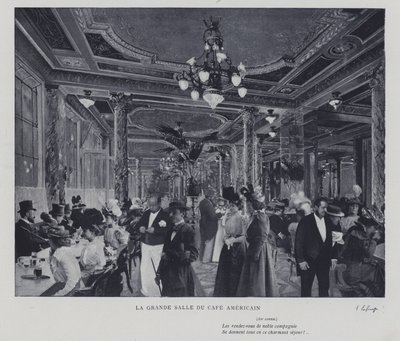 Velký sál Cafe Americain, Paříž (č/b foto) od French Photographer