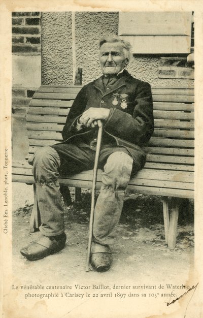 Victor Baillot, poslední přeživší bitvy u Waterloo, fotografován v Carisey dne 22. dubna? od French Photographer