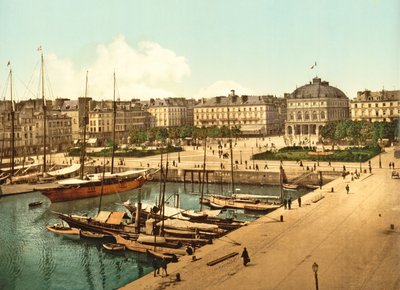 Pohled na La Place Gambetta z nábřeží, Le Havre, hospoda. 1890-1900 od French Photographer