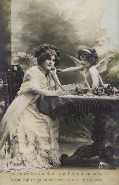 Žena a dítě oblečené jako cherubín (barevné foto) od French Photographer