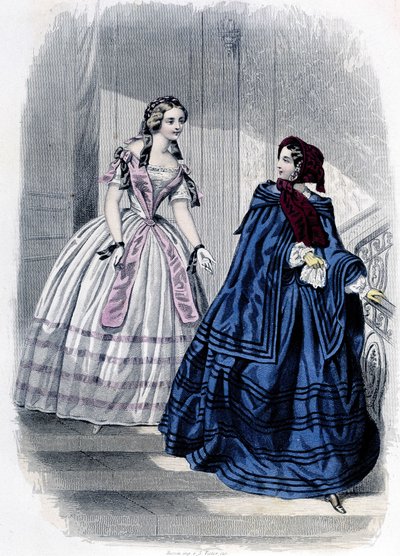 2 módní ženy – v “” Journal des Demoiselles”” 1852. od French School