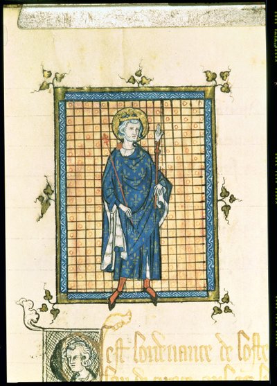 AE II 327 King Saint Louis nesoucí žezlo a ruku spravedlnosti, z Registry des Ordonnances de L