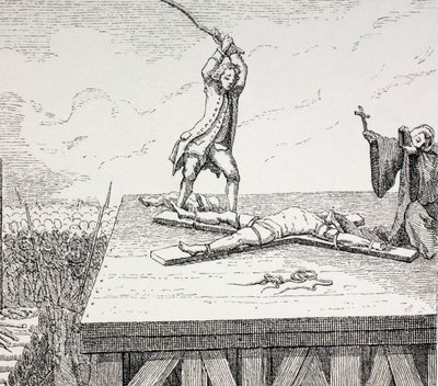 Zločinec odsouzený k smrti na kříži svatého Ondřeje v 18. století Frace, 1875 od French School