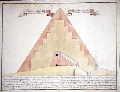 Průřez egyptskými pyramidami od French School