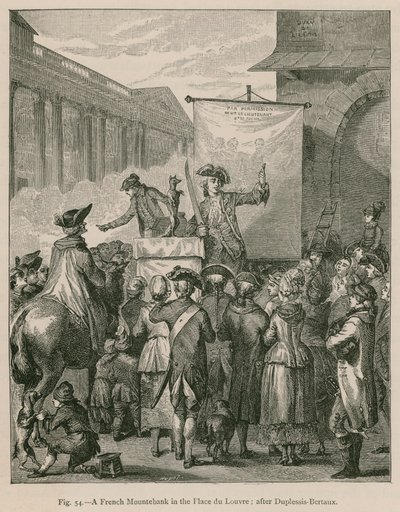 Francouzský Mountebank na Place du Louvre; po Duplessis-Bertaux od French School