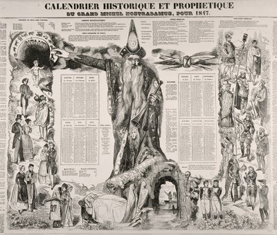 Historický a prorocký kalendář Michela Nostradama (Nostradama) (1503-66) 1847 od French School