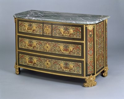 A Louis XIV Commode, c.1710 (polychromovaná želvovina a mosazné vykládání) od French School