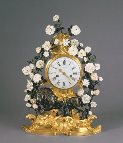Hodiny Ludvíka XV., Vincennes/Mennecy, kolem roku 1750 (porcelán, ormolu a bronz) od French School