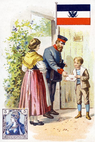 Pošťák v Německu doručující dopis, konec 19. století od French School