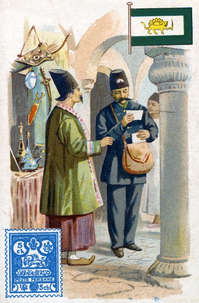 Pošťák v Persii doručující poštu, konec 19. století od French School