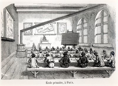 Základní škola v Paříži, z Almanach du Magasin Pittoresque, 1975 od French School