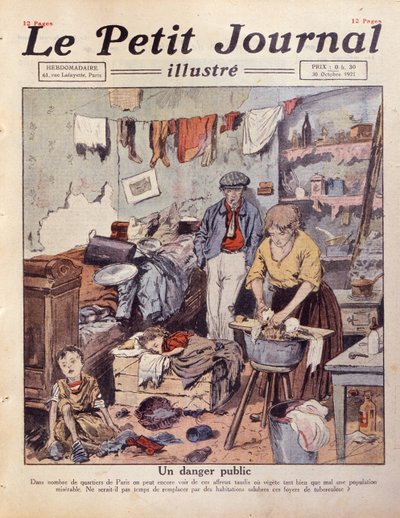 Slum v Paříži, ilustrace z Le Petit Journal, 30. října 1921 od French School