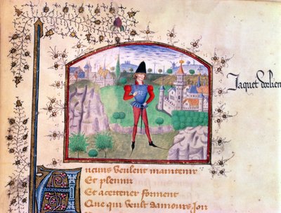 Trubadúr z Livre des Cent Ballades od Jeana Le Seneschala od French School
