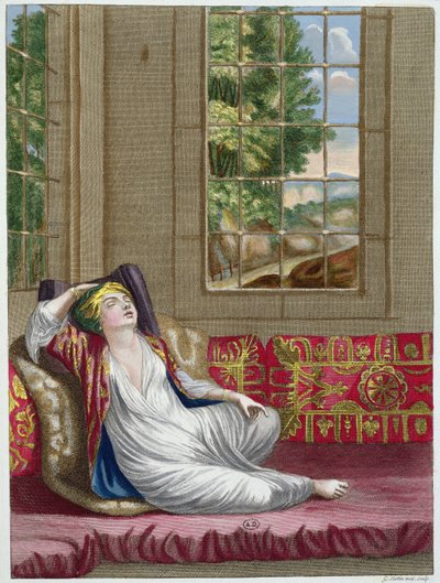 Turecká žena, z Recueil dEstampes sur les Costumes du Levant, vyryla Gerard Jean Baptiste Scotin (1671-1716) 1707-08 od French School