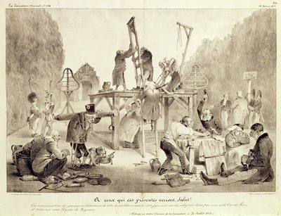 Přítomní uvidí, salut !, TD 406 a 407, č. 194, La Caricature, tisk Delaunois od French School