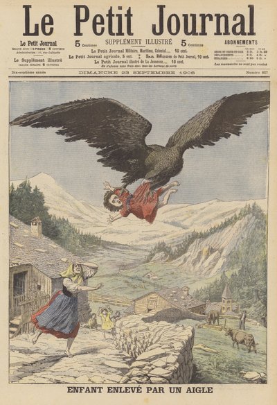 Dítě unesené orlem v italských Alpách (barva litho) od French School
