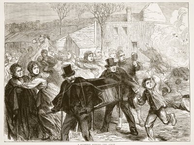 Pohřeb během obléhání, březen 1871, ilustrace z Cassells Historie války mezi Francií a Německem, 1870-1871 od French School