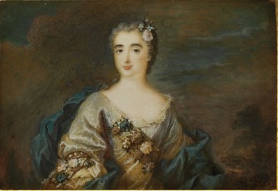 Dáma jménem Louise-Jeanne de Durfot, vévodkyně de Mazarin et de la Meilleraye, kolem roku 1750 od French School
