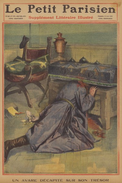 Lakomec usekl hlavu svým pokladem (barva litho) od French School