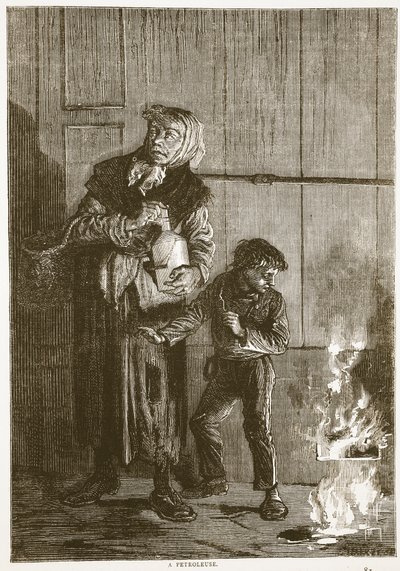 Petroleuse, duben 1871, ilustrace z Cassells Historie války mezi Francií a Německem, 1870-1871 od French School