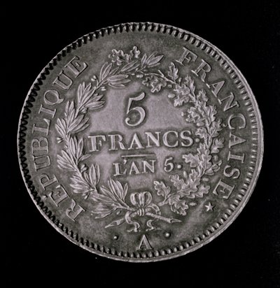 Libra dvaceti solů, což odpovídá prvnímu franku první republiky (avers) (metal) od French School