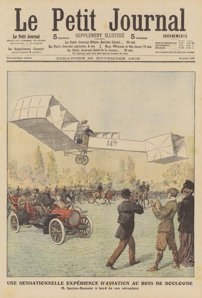 Senzační let v Bouloňském lesíku v Paříži (barevná litografie) od French School