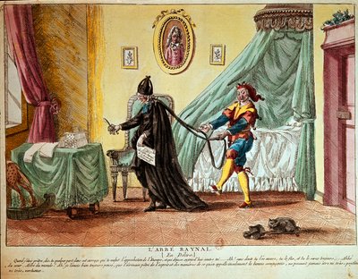 Abbé Raynal v deliriu, kolem 1790 (ručně kolorovaný lept) od French School