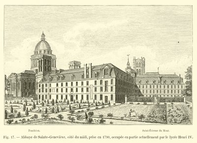 Opatství Sainte-Genevieve, jižní pobřeží, přijaté v roce 1790, v současné době částečně obsazeno lyceem Henri IV. od French School