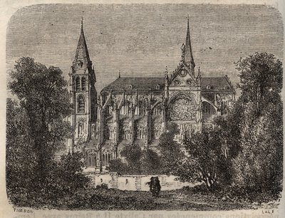 Opatství Saint-Victor (Saint Victor) v Paříži, založené ve 12. století - rytina v „Histoire de France“ od Victora Duruye (1811-1894) - 1882 od French School