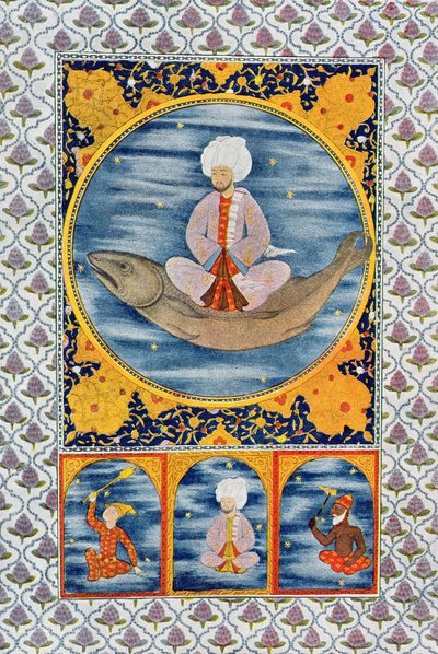 Abdallah of the Sea, ilustrace z The Arabian Nights, 1895 (barevná rytina) od French School