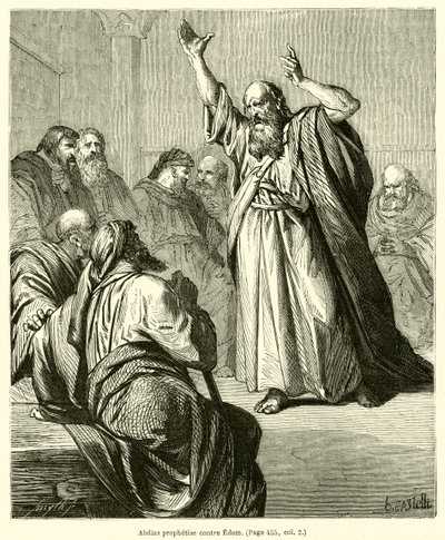 Abdiáš prorokuje proti Edomu (rytina) od French School