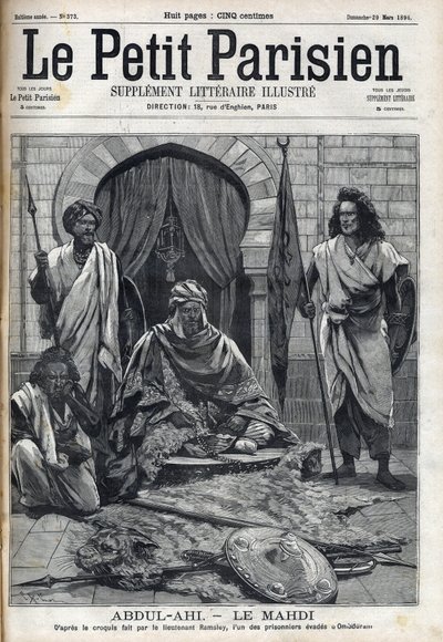 Palác Abdul-Ahi (Abdulahi) v Ombduram na břehu Nilu v Mahdi. Rytina v "Le petit Parisien"" od French School