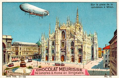 Nad náměstím Piazza del Duomo, Milán (chromolitho) od French School