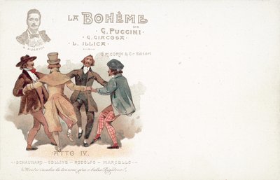 Čtvrté dějství, La Boheme (barevné lito) od French School