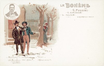 Třetí dějství, La Boheme (barevné lito) od French School