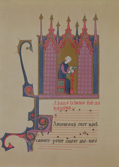 Adam de la Halle (124050-12881306), faksimile rukopisu z 15. století, 19. století od French School