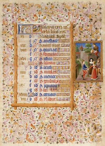 Add.25695 fol.5 Kalendářní stránka na květen, z knihy hodin (vellum) od French School