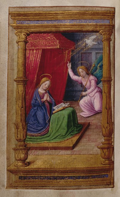 Přidat 35214 f.29v Annunciation, from Book of Hours, Paris od French School