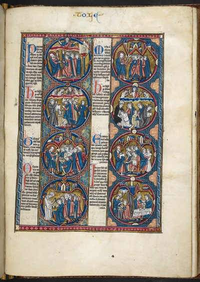 Přidat MS Harley 1527, f.105r, miniatury z Bible moralisée (vellum) od French School