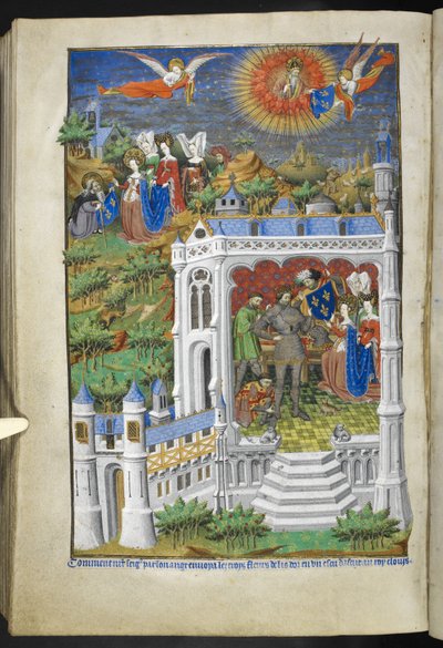 Přidejte Ms 18850 f.288v, Legend of the Fleurs de Lys, z Book of Hours (The Bedford Hours) c.1410-30 (inkoust, barva a zlato na pergamenu) od French School