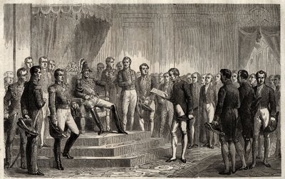 Projev 221 - Liberální státník Roy-Collard přednesl Adresu du 221 - Pierre Paul Royer-Collard čte francouzskému králi Karlu X. Proslov 221 na protest proti rozhodnutí v roce 1830 - Pierre Paul Royer Collard (1763-1845) (Royer- Collard) před od French School