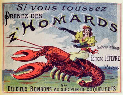 Reklama na Sladkosti proti kašli ZHomards, konec devatenáctého století od French School