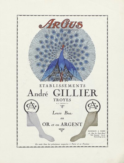 Reklama na Etablissements Andre Gillier , pub 1924 (šablonový tisk) od French School
